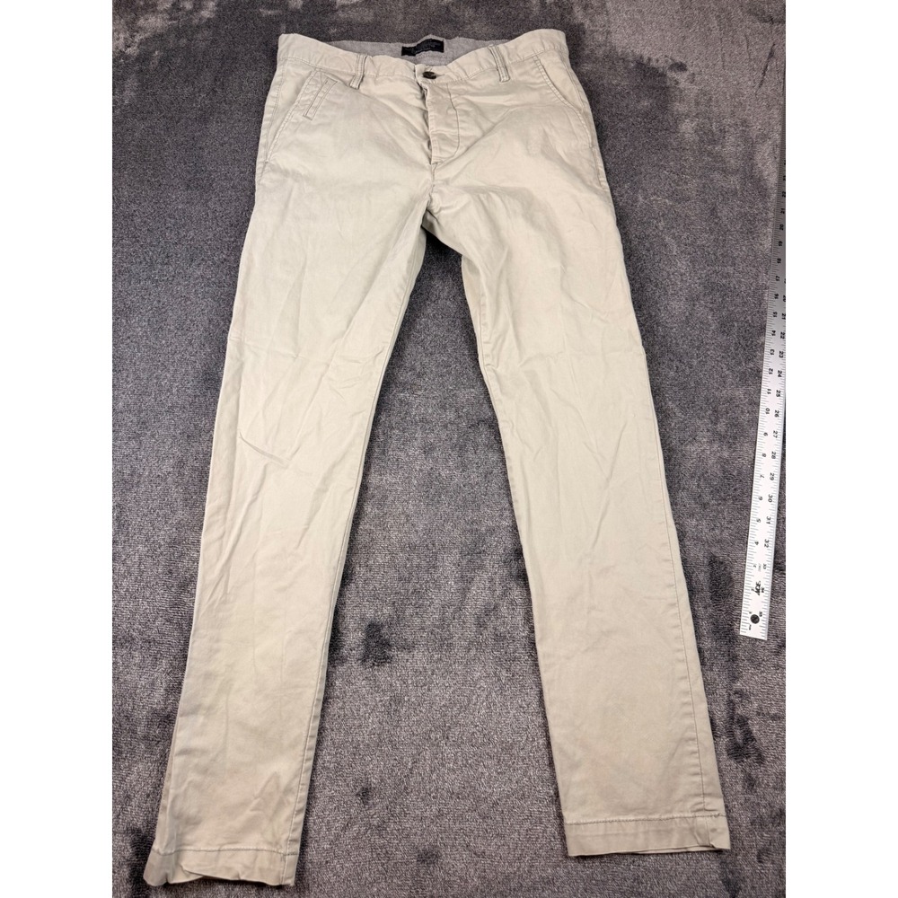 AllSaints Spitalfields Mens 32 Stone Beige Slim Chino Trousers Cotton Pants
